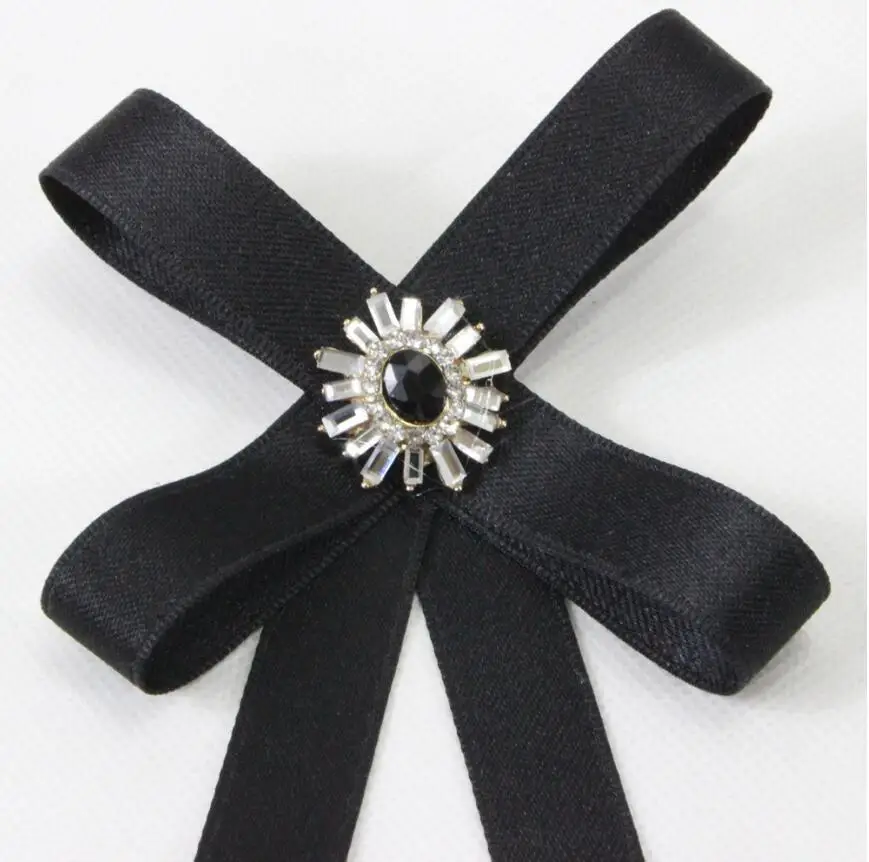 Ретро брошь с двумя бриллиантами и бантом искусственный воротник декоративный