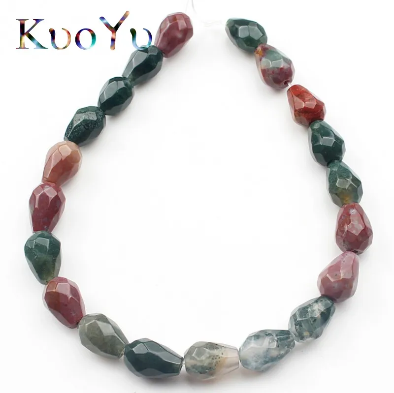 Indian Agate 8x10 мм Агаты нефриты бусины с тигровым глазом Натуральный Камень Конус капли воды форма свободные бусины для самостоятельного изготовления ювелирных изделий браслет ожерелье - Цвет: Indian Agate