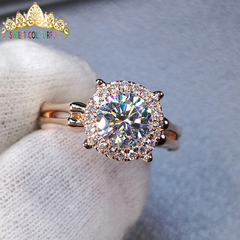 100% 18K 750Au золото Moissanite АЛМАЗНОЕ КОЛЬЦО D Цвет VVS с национальным сертификатом MO-00H0123 |