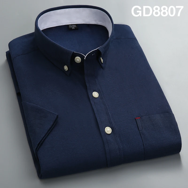 Man shirt 8807 Summer Men Shirts Short Sleeve Heren Blouse Mens Shirts Regular Fit White Black Purple Blue Formal Shirts For Men Social Button - Цвет: Man shirt 8807