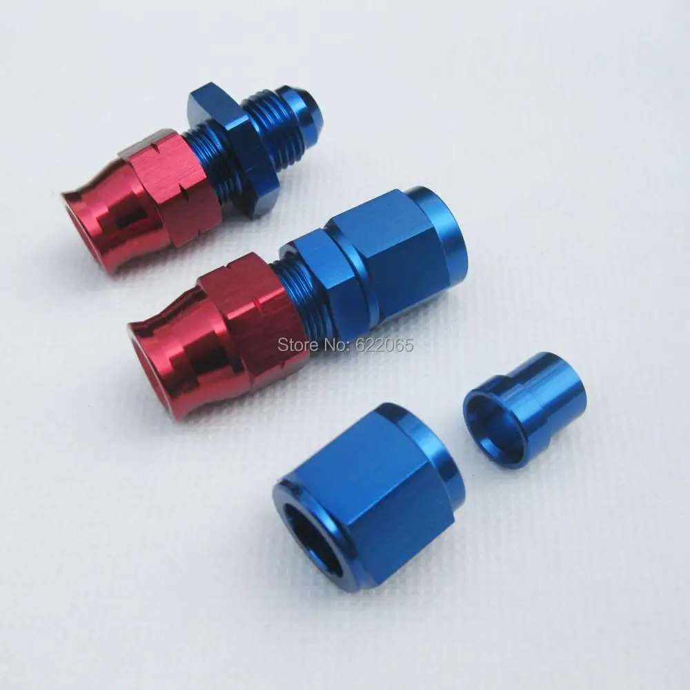 Performance Tube to Female AN6 Adapter Aluminium Hard line 3/8'' hose ends red and blue | Автомобили и мотоциклы