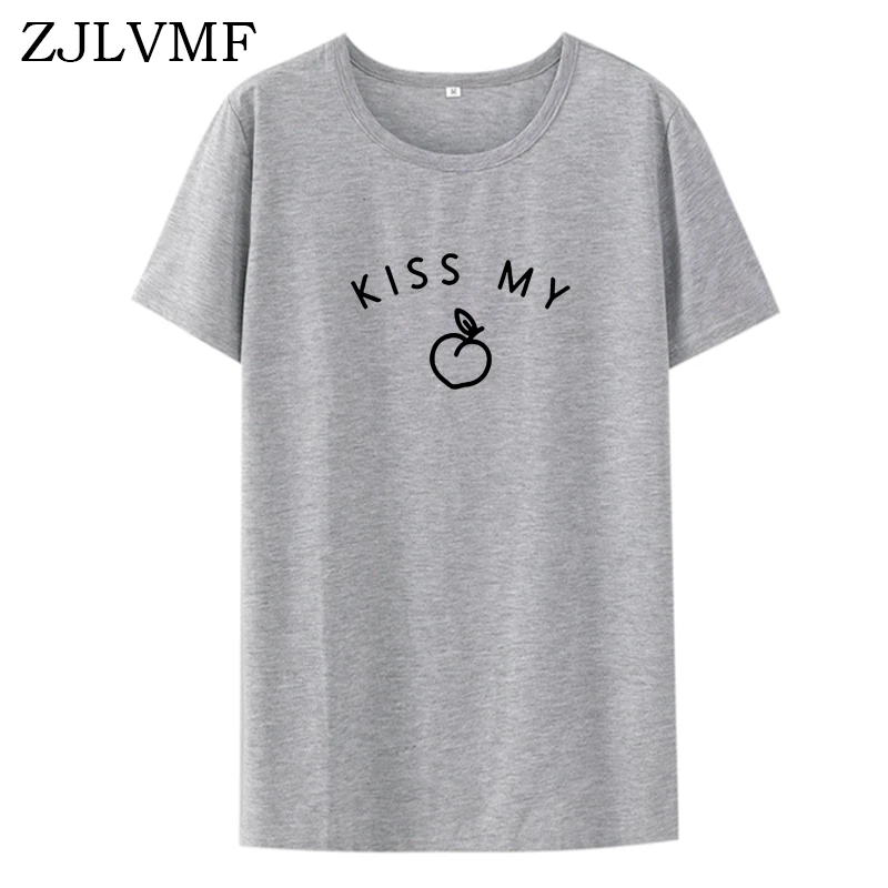 Женская футболка Zjlvmf Kiss My Peach свободная с о-вырезом в Корейском стиле забавным