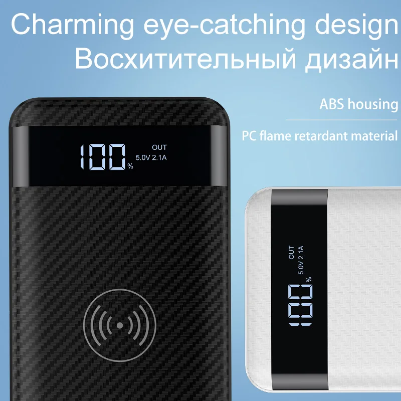 HOCO QI Wireless Charger Power Bank 10000mah Portable Dual USB with Digital Display External Battery Powerbank for iphone X 8 | Мобильные