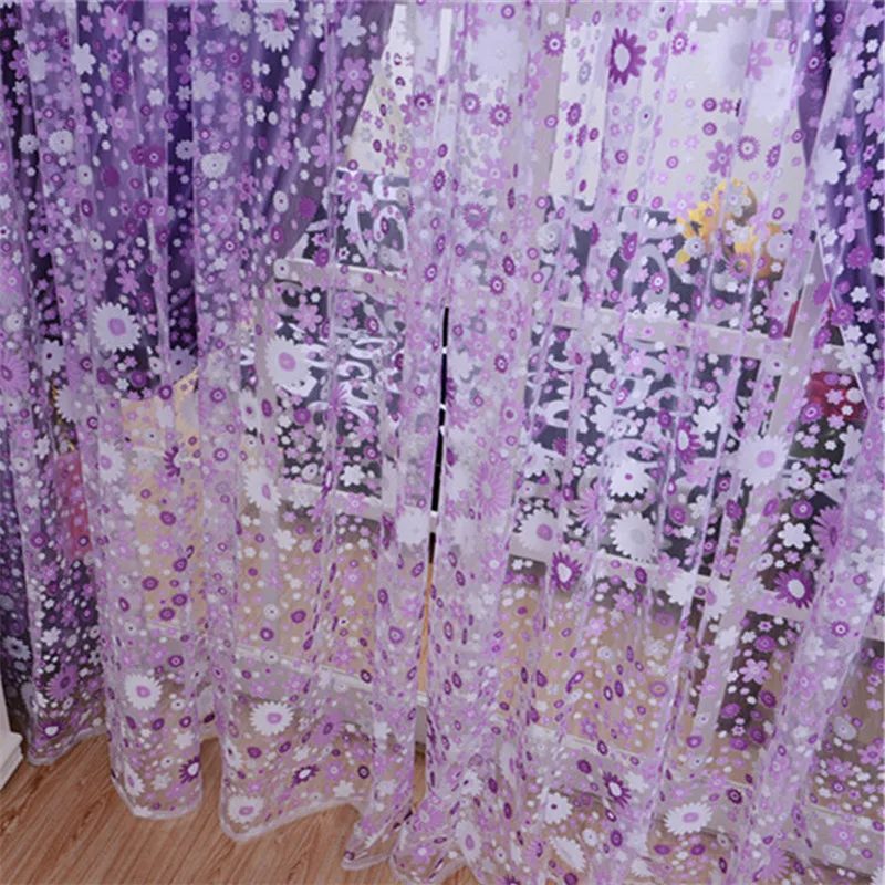 1 шт. пасторальная прозрачная вуаль с цветочным принтом оконные экраны тюлевые