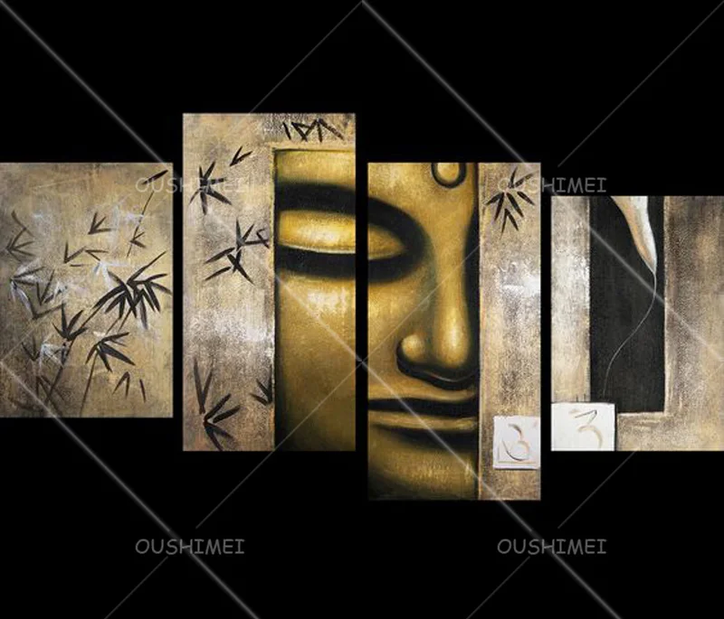 Картина маслом в стиле абстрактного Будды 4 шт.|paintings for wall|buddha oil paintingoil painting |