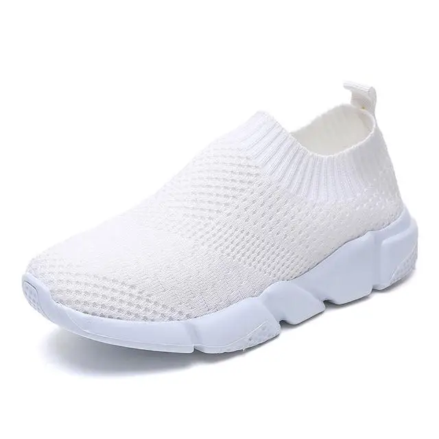 Женская обувь; Прямые фабричные кроссовки Flyknit; женская спортивная обувь больших размеров; женская повседневная обувь на плоской подошве; вулканизированные Прогулочные кроссовки для баскетбола - Цвет: White