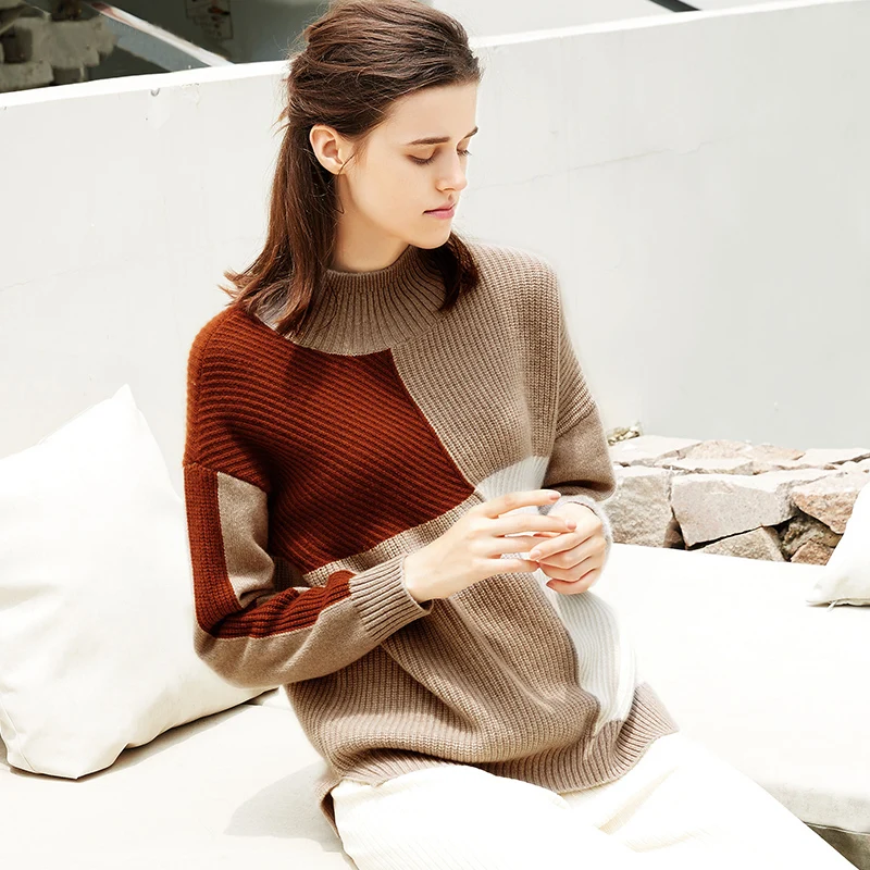 ZHILI 2018 New Autumn Winter Turtleneck Relaxed Cashmere Sweater | Женская одежда