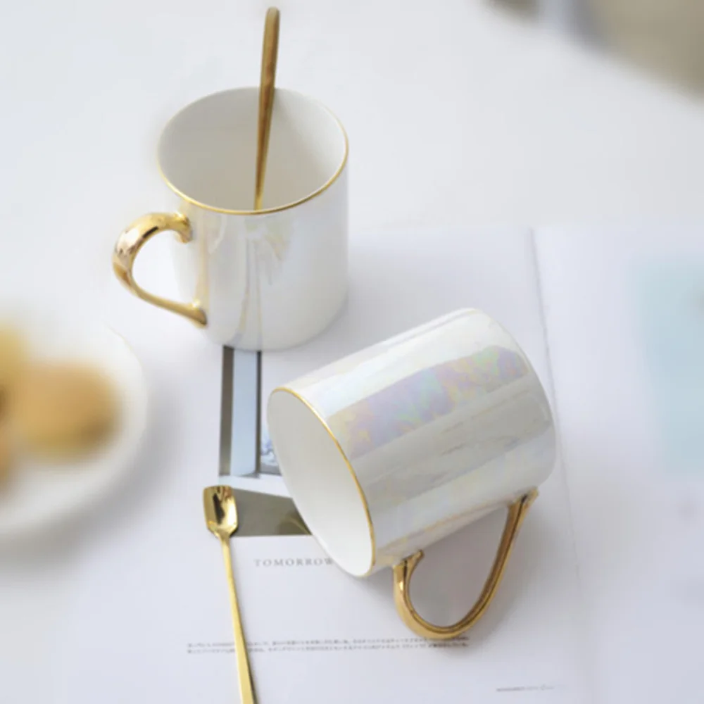 Керамическая кружка для кофе с золотой ручкой 1 шт.|Кружки| |