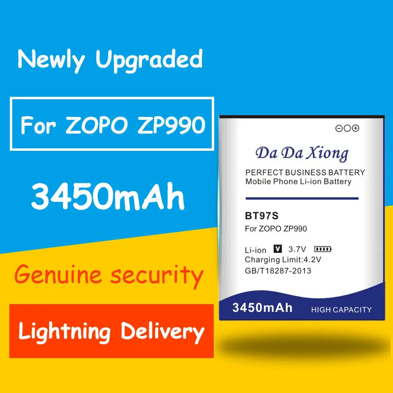 Hot Selling 3450mAh BT97S/ BT97T Battery For ZOPO 990 ZP990 C7 2X