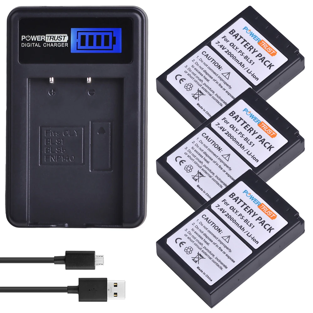 3 шт. BLS 1 BLS1 аккумуляторы + ЖК Зарядное устройство USB для OLYMPUS E PL1 E400 E410 E420 E450 E620 P1 P2