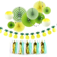 9pcs summer party decoration kit pineapple garland paper rosettelanterns tassel garland for tropical luau beach wedding showers