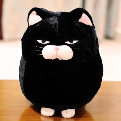 

small cute plush black cat toy fat cat doll gift about 30cm