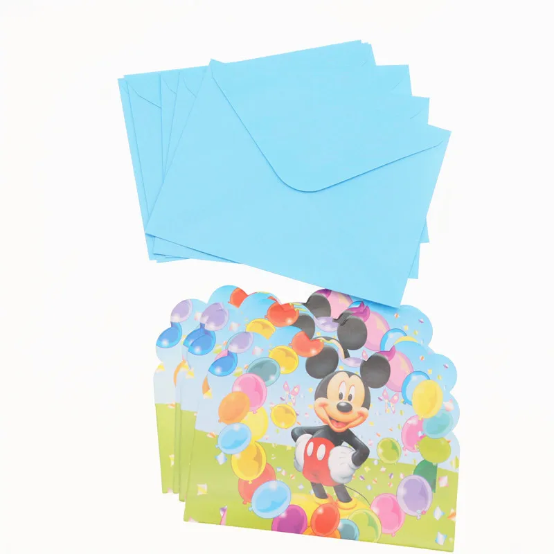 Card 6pcs Новинка Микки Маус День рождения украшения детские одноразовые столовые приборы набор салфеток бумажная тарелка Подарочный пакет Детские вечерние принадлежности - Цвет: Card 6pcs
