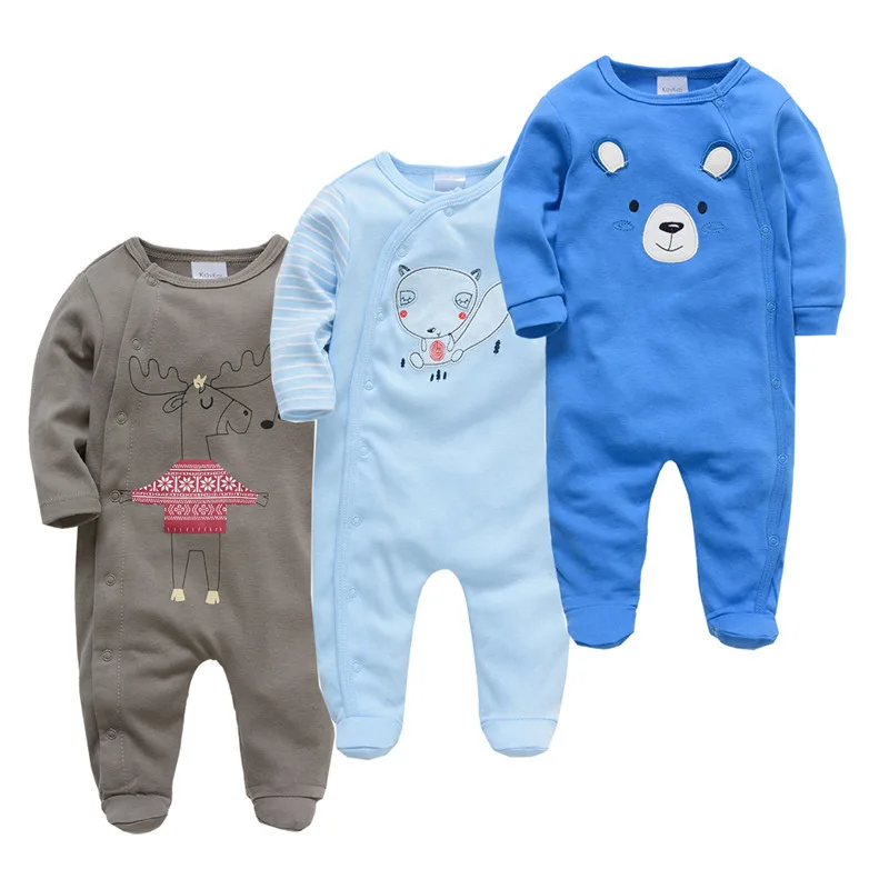 3 шт. в упаковке пижамы для маленьких мальчиков с кнопками 100% хлопок милая одежда