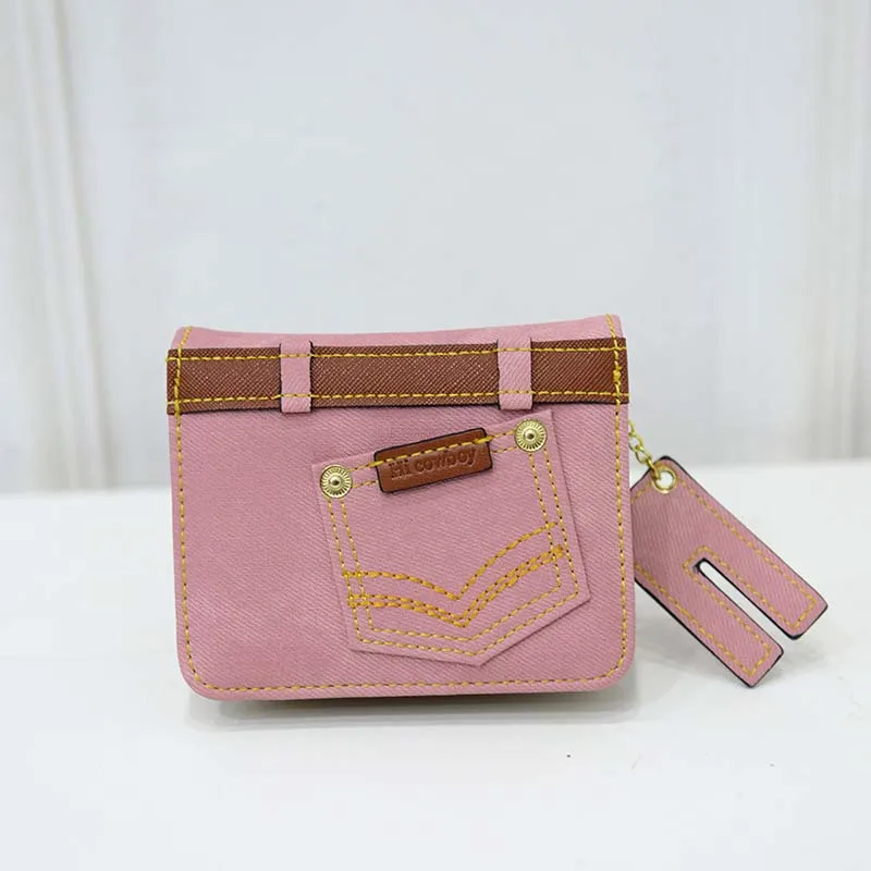 Small pink Новинка, Модный женский тканевый джинсовый кошелек, Ретро стиль, деним, многофункциональный, Длинный кошелек для монет, держатель для карт, для девочек, женский короткий клатч, кошелек - Цвет: Small pink