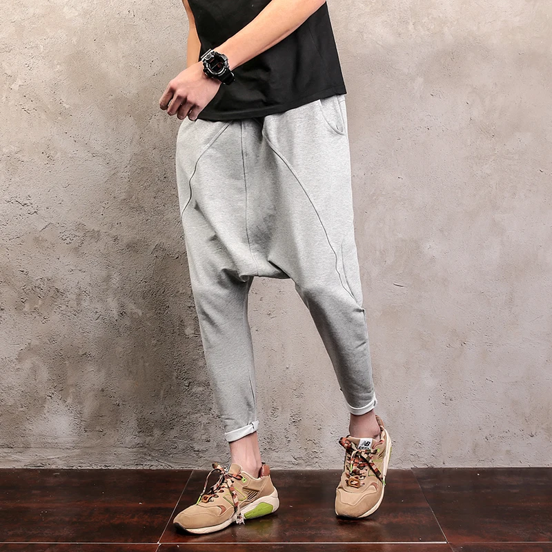 

Men Drawstring Joggers Workout Pants Spring New Men's Solid Color Tide Hip Hop Low-grade Cross-hatch Streetwear Pants M-5xl