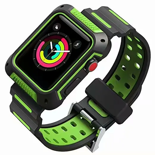 Dual Color Silicon Strap with TPU Protector for Apple Watch 44mm Cover Case iWatch Series 4 | Наручные часы