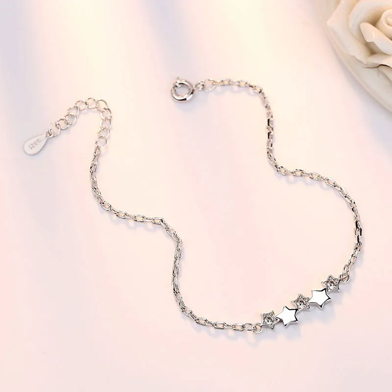 Новое модное женское очаровательное ювелирное изделие Pave Zircon Star браслет для рождественского подарка Серебряная Регулируемая Цепочка-Браслет Bijoux