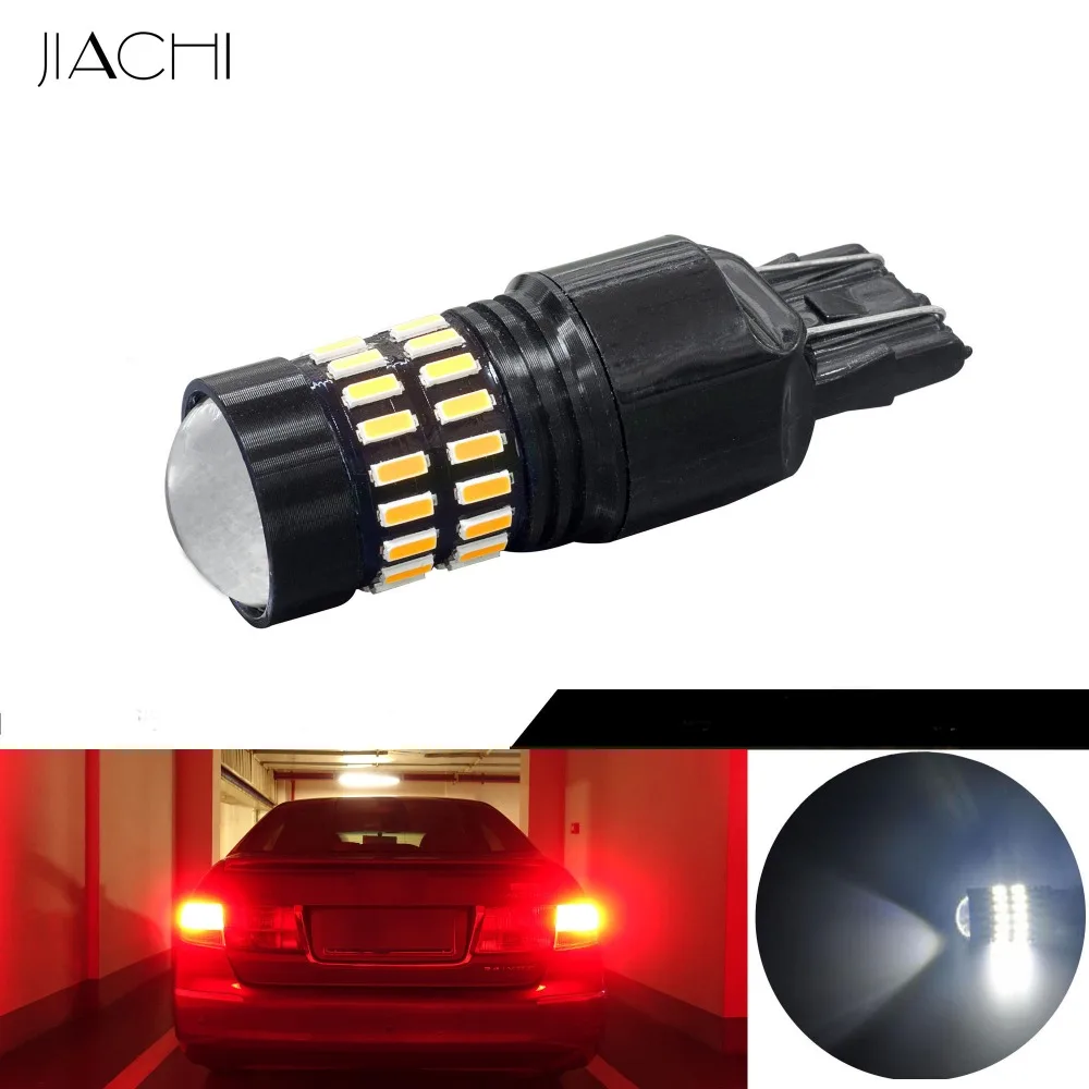 JIACHI 100 шт./лот T20 7440 7443 светодиодный лампы без полярности светодиодный светильник для автомобиля задний фонарь стоп сигнальный светильник s белый желтый красный 12-24 В
