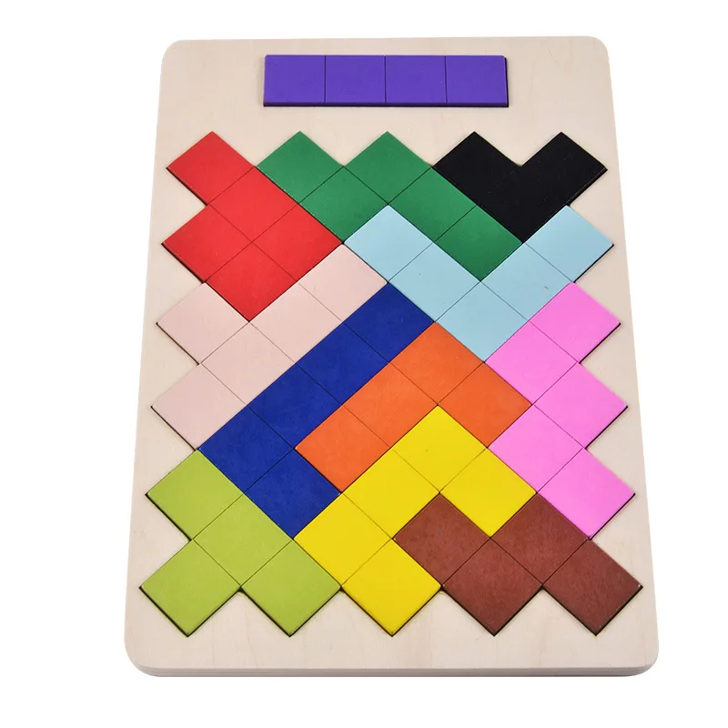 

Children Kids Building Blocks Toy Wooden Durable Square Assemble Early Education