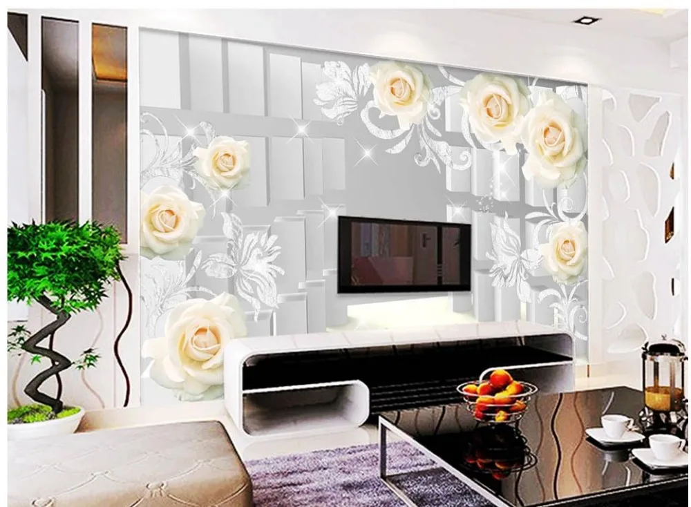Современные обои для гостиной розы 3D стерео с цветами 3d стереоскопические