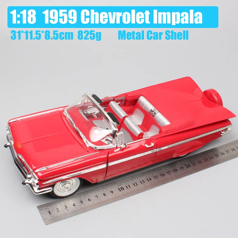 Дорожный Подпись классический Chevy 1959 Chevrolet lmpala Spyder литья под давлением 1:18 большой металлическое ведро модели автомобилей и игрушечные транспортные средства для детей