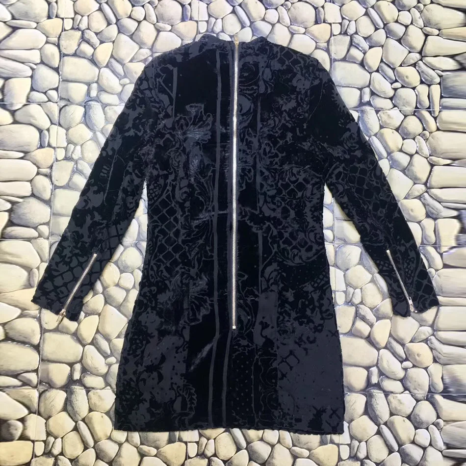2021 Outono Новое Сексуальное Платье Das Mulheres Bodycon Luxo Veludo манга Longa Flor Stand Gola платье