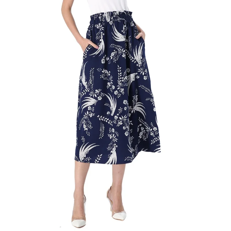 Dark Blue Cortas женские джинсовые шорты с оборками на лето эластичный Высокая Талия карманы платье в горошек с цветочным принтом плиссированные Повседневное вечерние платье с широкой юбкой А-образного силуэта средней длины юбка 052 - Цвет: Dark Blue