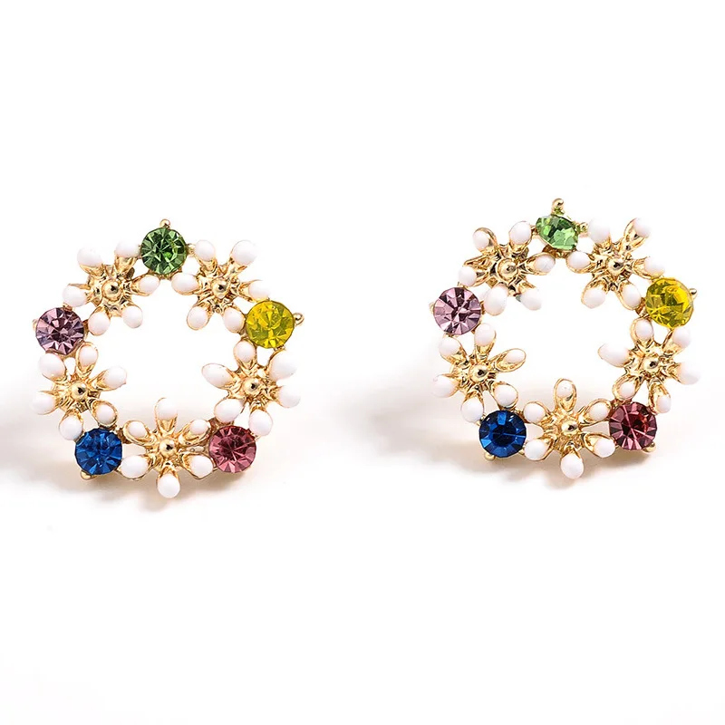 Круглые геометрические серьги DoreenBeads цветные эмалированные Серьги-пусеты в виде