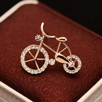 1pcs elegance gold rhinestone bike shape men women unisex twinkle brooch pins jewelry gift
