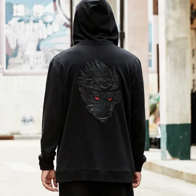 Панк Hooides мужские Embroidory Животные форма весна зима толстовки хип хоп Уличная