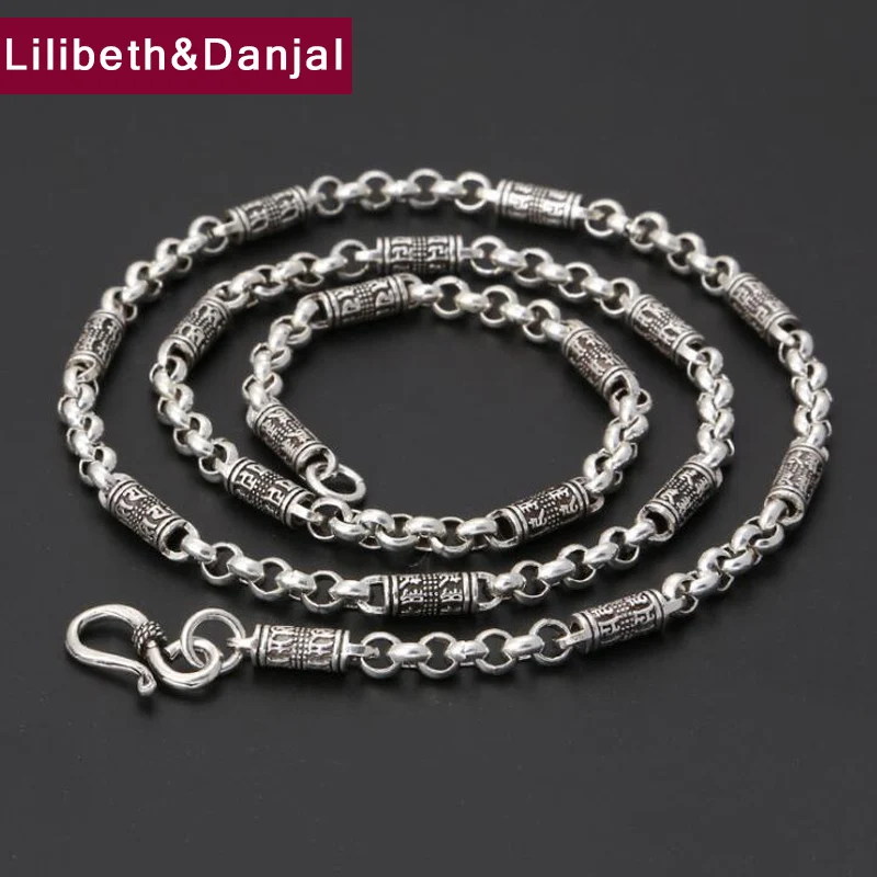 2019 Творческий толщиной 5 мм Будда мантра цепи ожерелье 100% 925 стерлингового