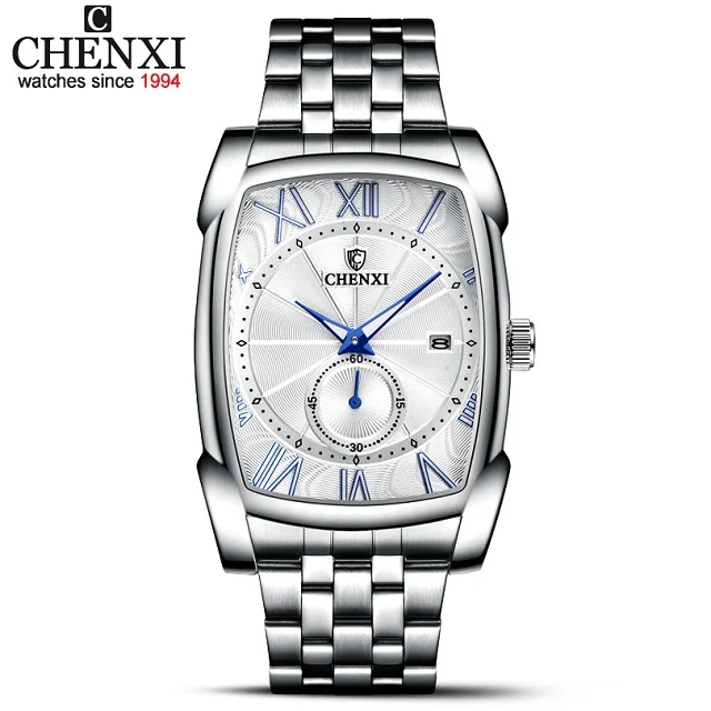 White CHENXI мужские полностью стальные часы Топ бренд класса люкс мужские кварцевые часы Аналоговые водонепроницаемые наручные часы для мужчин бизнес-часы с хронографом - Цвет: White
