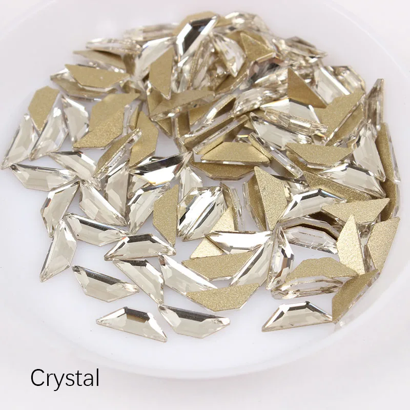 Crystal Т-образные 3D Стразы для дизайна ногтей с плоским дном из кристалла 30/100 штук 7 цветов для украшения ногтей - Цвет: Crystal