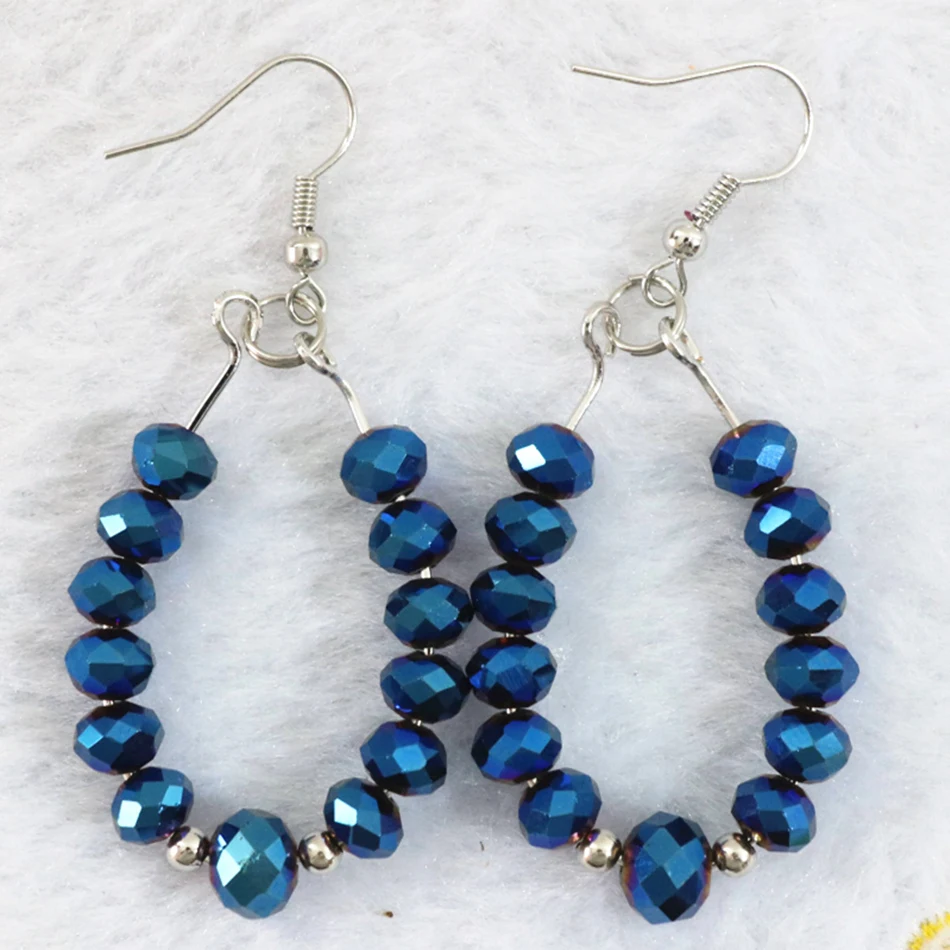 Серьги Крючки с кристаллами из стекла модные серьги гранеными бусинами ручной