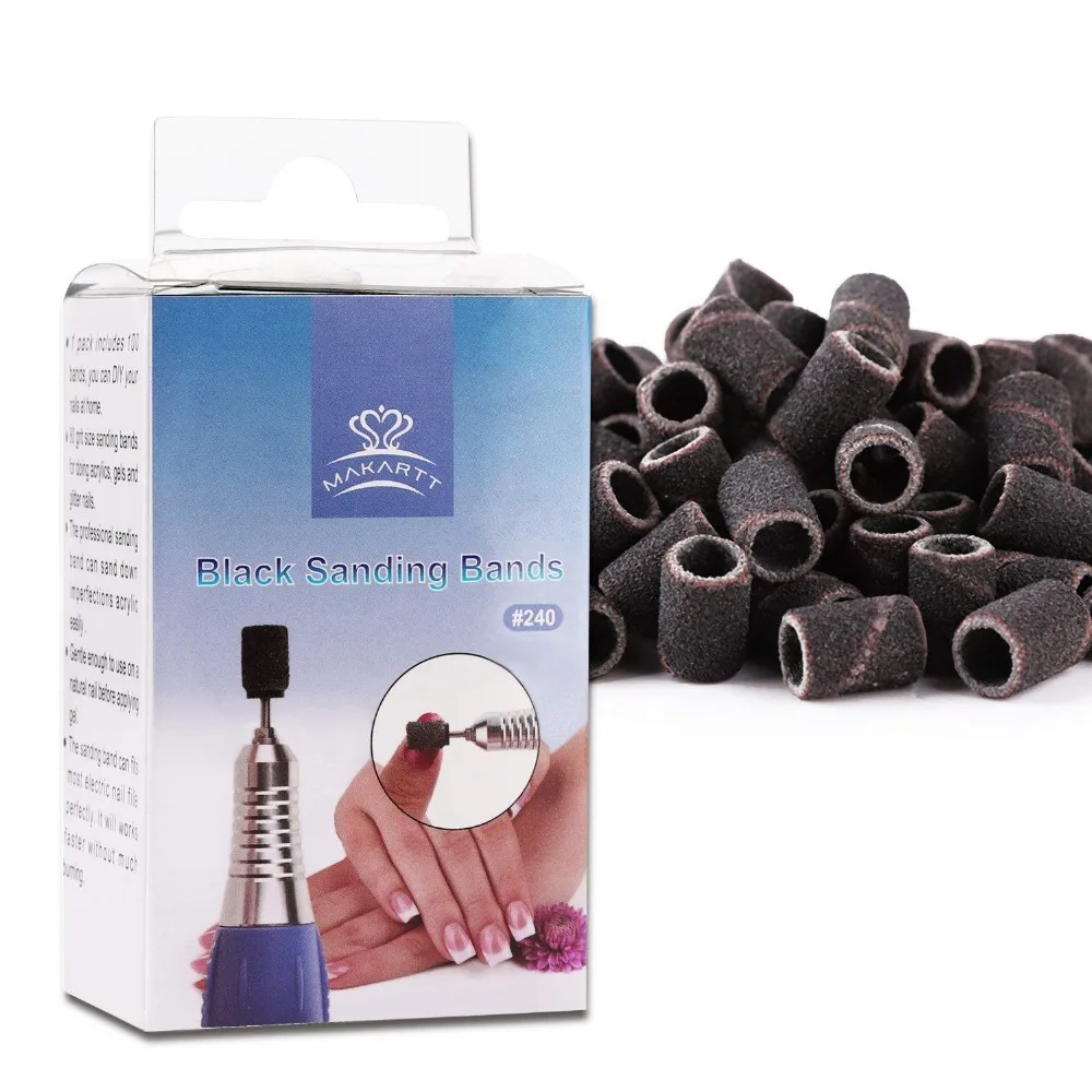 Makartt #240 тонкая шлифовальная лента Dremel для ногтей Песочная 100 шт. акриловых Маникюр