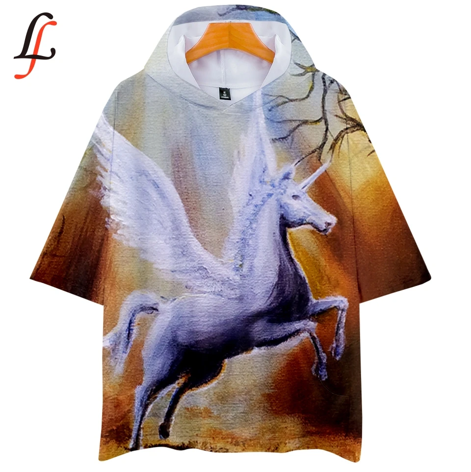 Unicorn 3D Harajuku Hoodies T-shirt Menber Cool Shirt Kpop Summer/Autumn Hip Hop College Style Cloth Plus Size XXS-4XL | Женская одежда