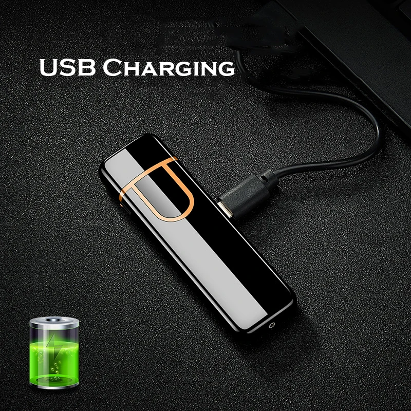 Usb зарядка сенсорный переключатель Двусторонняя Зажигалка Ветрозащитная беспламенная электронная сигарета без газа электрические зажигалки
