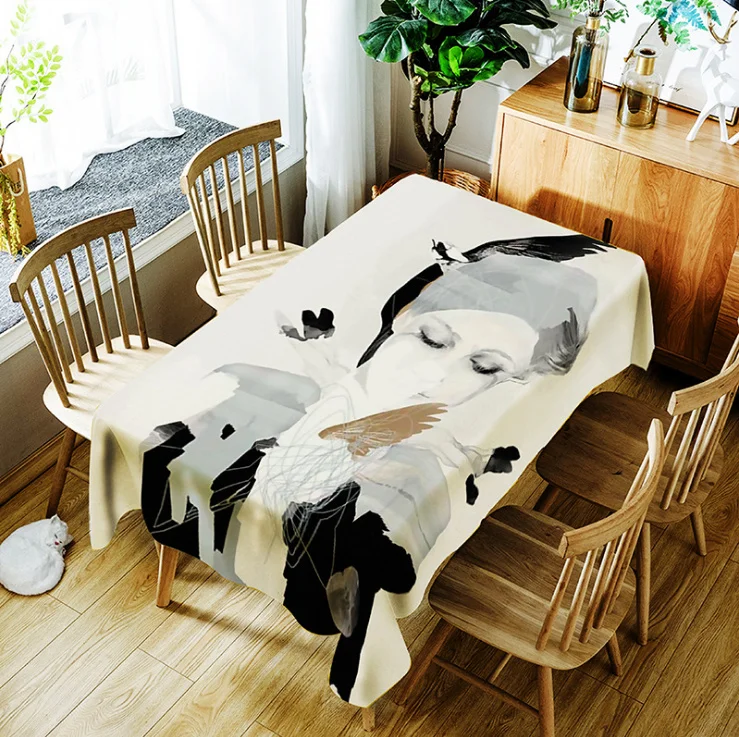Sketch Beauty Mountain Decorative Tablecloth Waterproof Thicken Rectangular Wedding Home Dining Table Cover Tea TableCloth | Дом и сад