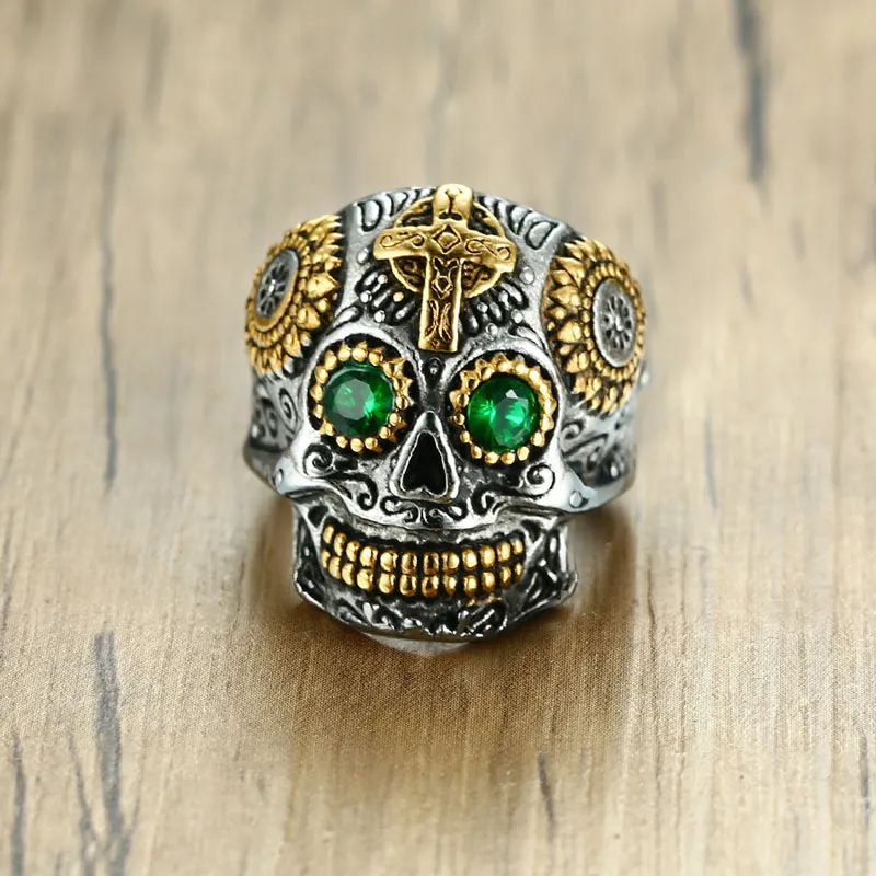 Готическая резьба капала череп кольцо из нержавеющей стали кольца для мужчин