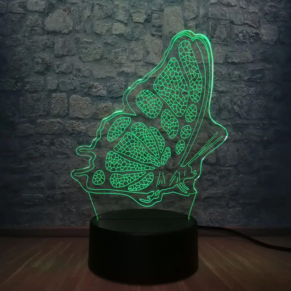 2019 3D светодиодный ночной Светильник бабочка спальня стол сна лампа RGB 7 Цвет