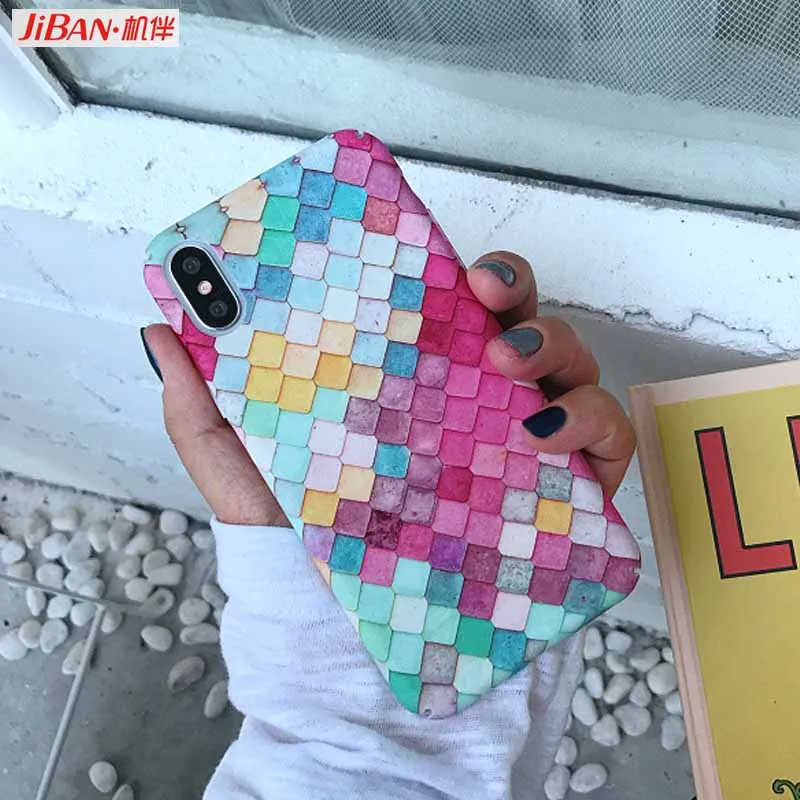 JIBAN ins чешуя Русалки чехол для телефона iphone 6 6S 6plus 7 8 плюс Капа Роскошные Жесткий PC