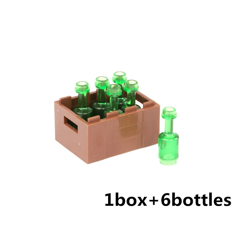 Green Bottles Мини город аксессуары строительные блоки напитки Бутылка Вина посуда чашки друзья фигурки части кирпичи совместимые игрушки для детей C013 - Цвет: Green Bottles