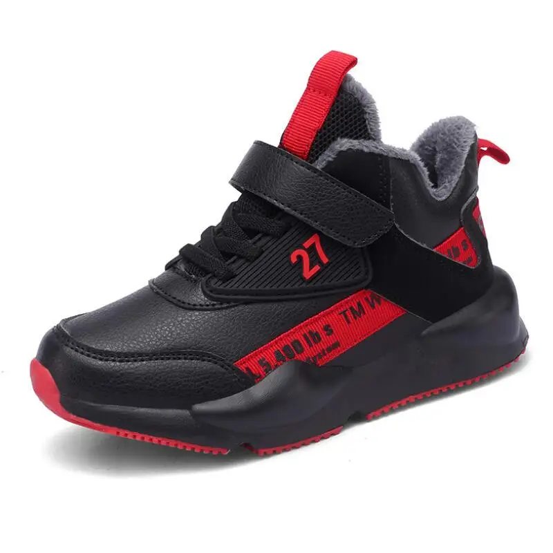 Black Red SKHEK/модные детские ботинки; сезон осень-зима; новые удобные ботинки ручной работы для девочек; Кожаные Ботинки Martin для мальчиков; модная детская обувь - Цвет: Black Red