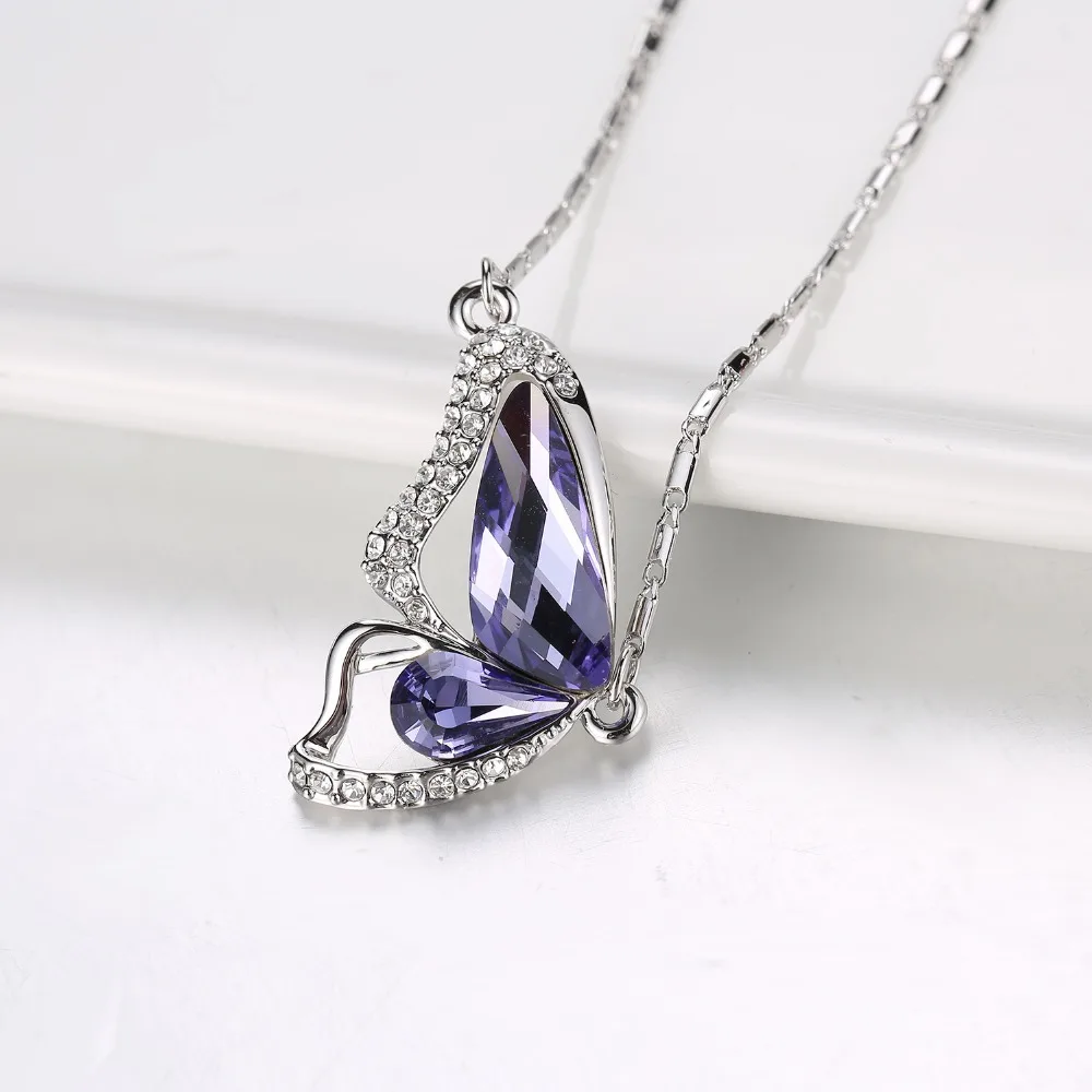 Baffin милая подвеска в виде бабочки ожерелье кристаллы от Swarovski Серебряная цветная
