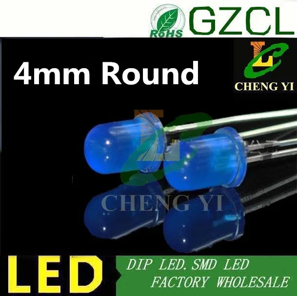 1000 шт. Бесплатная доставка зеленый 4 мм DIP led диффузный круглый 2-контактный диод 2