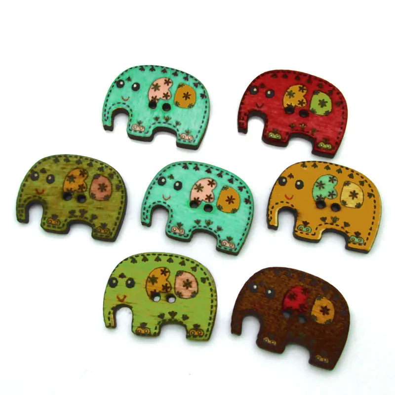 Elephent 24x18mm 50 шт. смешанные бабочки для шитья деревянной одежды спицы ремесла Скрапбукинг DIY ткань рукоделие пуговицы - Цвет: Elephent 24x18mm