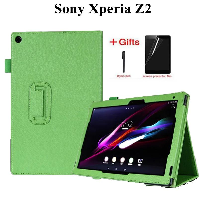 Чехол подставка из искусственной кожи с зернистой фактурой для планшета Sony Xperia Z2