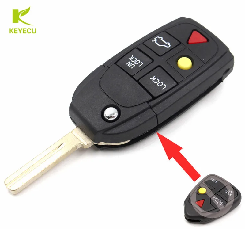 Новый модифицированный складной чехол KEYECU для ключа-пульта VOLVO S60 S70 S80 S90 V70 2001-2013