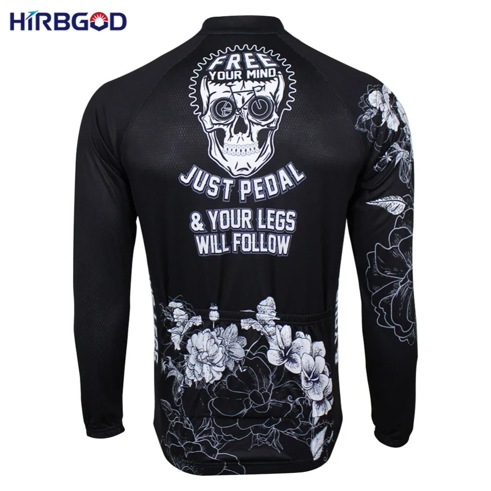 

HIRBGOD Men's Stylish Long Sleeve winter Bike Jersey EU Size Skull Cycling Jersey Fleece maillot cycliste pro 2019 , SMT236